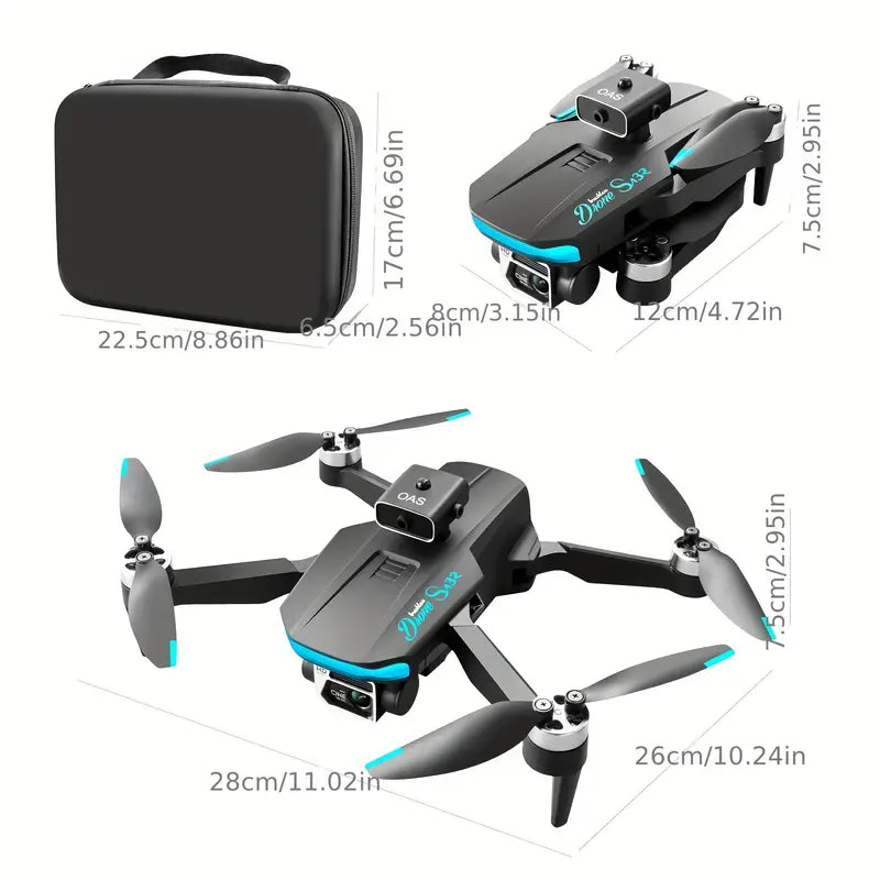 New UAV S132 GPS Quadcopter Drone: Built-in GPS, One-key Return, Dual HD Camera, Brushless Motor, Intelligent Obstacle Avoidance