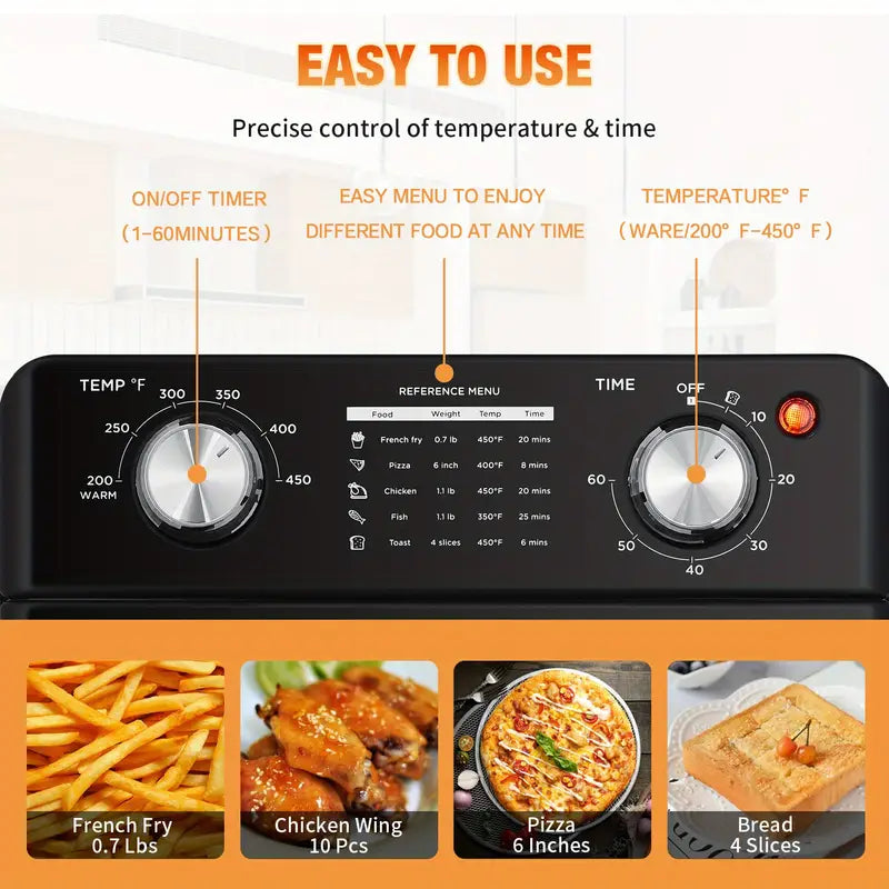 Geek Chef Air Fryer Oven, Countertop Convection Oven, 4 Slice Toaster, Warm, Broil, Toast, Bake, Air Fry, Oil-Free, Perfect for Countertop (10QT Air Fryer Oven)