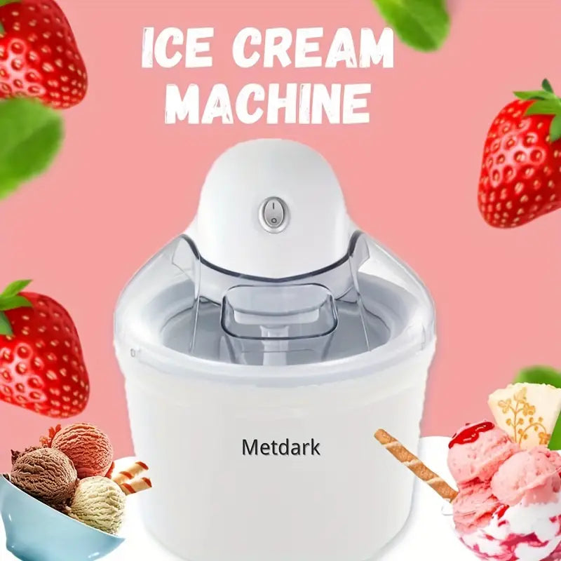 Metdark BL-1200 1.5 Qt Freezer Bowl Automatic Diy Easy Homemade Electric Ice Cream Maker, Ingredient Chute, On/Off Switch, No Salt Needed, Creamy Ice Cream, Gelato, Frozen Yogurt, Sorbet, Recipe Book