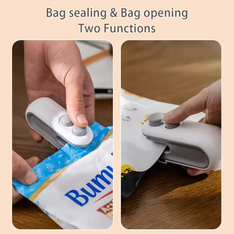 Mini Snacks Bag Sealer, 2 in 1 Rechargeable Bag Heat Sealer with Chip Cutter, Plastic Bag Resealer Keep Food Fresh,