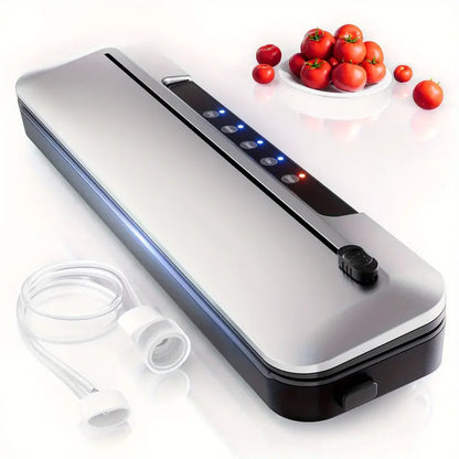 Vacuum Sealer Machine, 75KPa Suction Power Food Vacuum Saver with Starter Kits with 10 Bags, Automatic Vacuum Sealer for Food Storage, Outside Cutter, Moist&Dry Mode