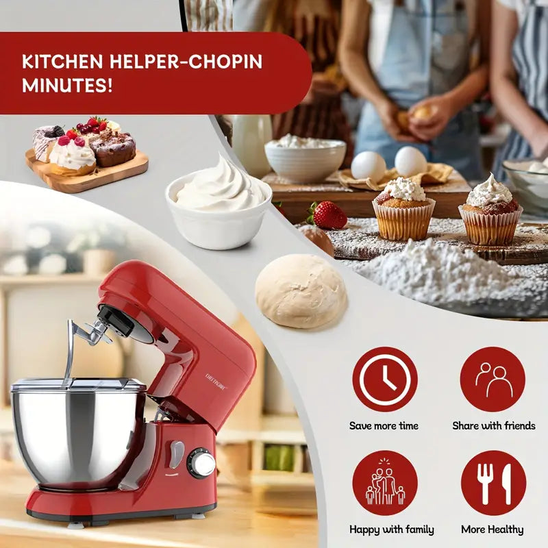 Cheftronic 4.5 liter stand mixer - 6 variable speeds, large capacity, planetary mixing action, stainless steel bowl, whisk