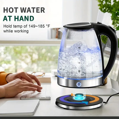 1.7L Large Capacity Glass Electric Kettle With Keep Warm - Fast Boiling, Wide Opening, LED Indicator, Auto Shut-Off, Boil-Dry Protection, and Secure Grip Handle - Ideal for Home and Office Use