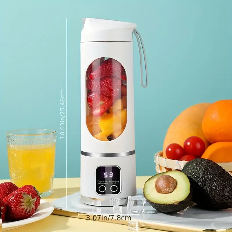 USB Rechargeable Portable Blender with LED Display - 15.22oz Compact Juicer for Smoothies & Milkshakes, Ideal for On-the-Go Nutrition