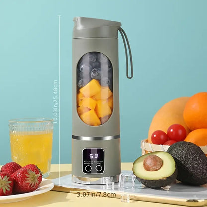 USB Rechargeable Portable Blender with LED Display - 15.22oz Compact Juicer for Smoothies & Milkshakes, Ideal for On-the-Go Nutrition