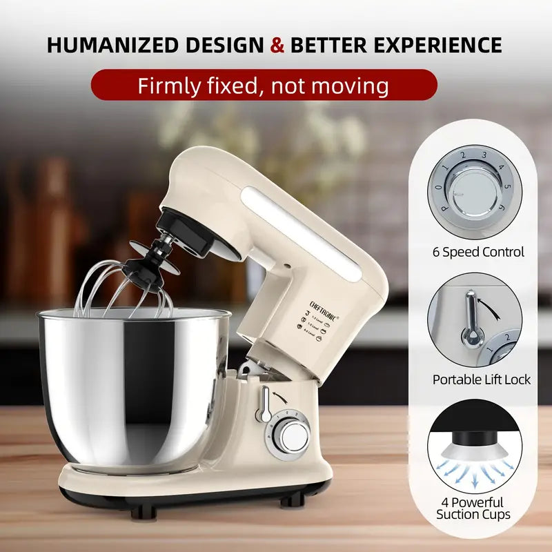 1pc kitchen machine, 3.8 Qt Tilt-Head Electric Household Stand Mixer - 300W 6+P Speed, Multifunctional kitchen Stand up Mixer with Dough Hook, Whisk, Food Beater And Butter Beater