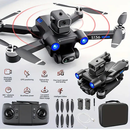 GPS Drone with 4K Camera for Adults, Brushless Motor, RC Quadcopter with Auto Return, Follow Me, Circle Fly, Waypoint Fly, Altitude Hold with 2*Battery