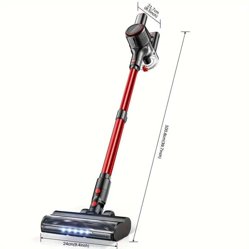 6-in-1 Multi-Surface Cordless Vacuum Cleaner - Strong 3-Suction Mode, LED Display, Anti-Tangle, Lightweight, Pet Hair and Hard Floor Friendly - Perfect for Home and Car Cleaning