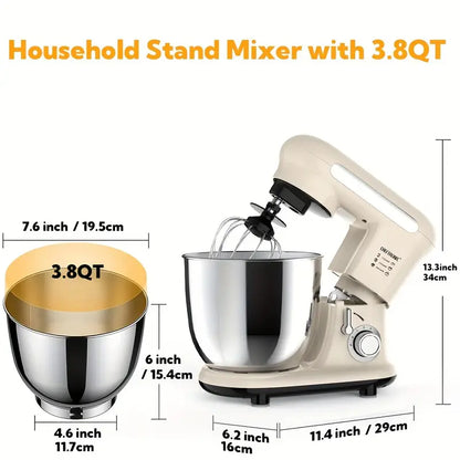 1pc kitchen machine, 3.8 Qt Tilt-Head Electric Household Stand Mixer - 300W 6+P Speed, Multifunctional kitchen Stand up Mixer with Dough Hook, Whisk, Food Beater And Butter Beater