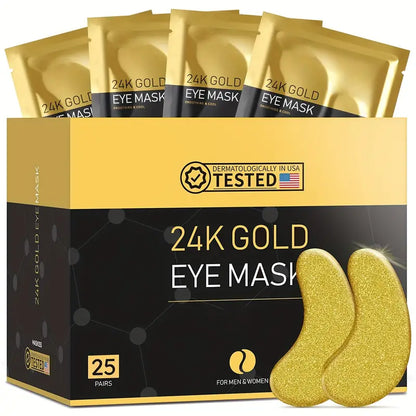 24k Golden Under Eye Patches (25 Pairs/Box), Eye Mask, Collagen Skin Care Products, Firming And Moisturizing Eye Patches