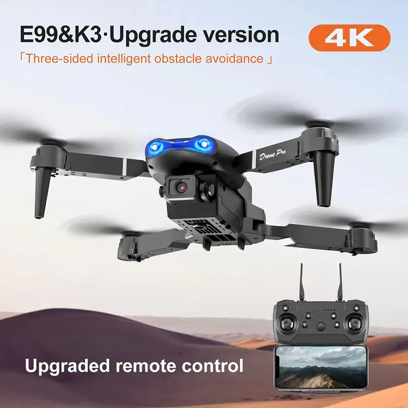 E99 K3 Professional Rc Drone With Dual Cameras - Foldable, Height Hold, Wireless Enabled, Usb Charging - Perfect