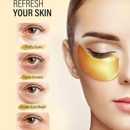 24k Golden Under Eye Patches (25 Pairs/Box), Eye Mask, Collagen Skin Care Products, Firming And Moisturizing Eye Patches