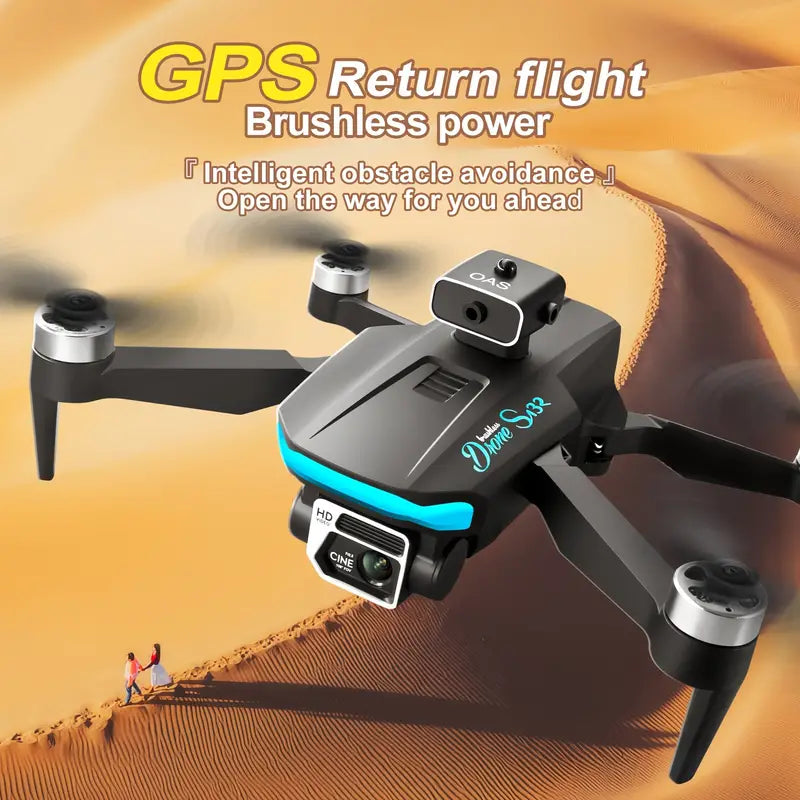 New UAV S132 GPS Quadcopter Drone: Built-in GPS, One-key Return, Dual HD Camera, Brushless Motor, Intelligent Obstacle Avoidance